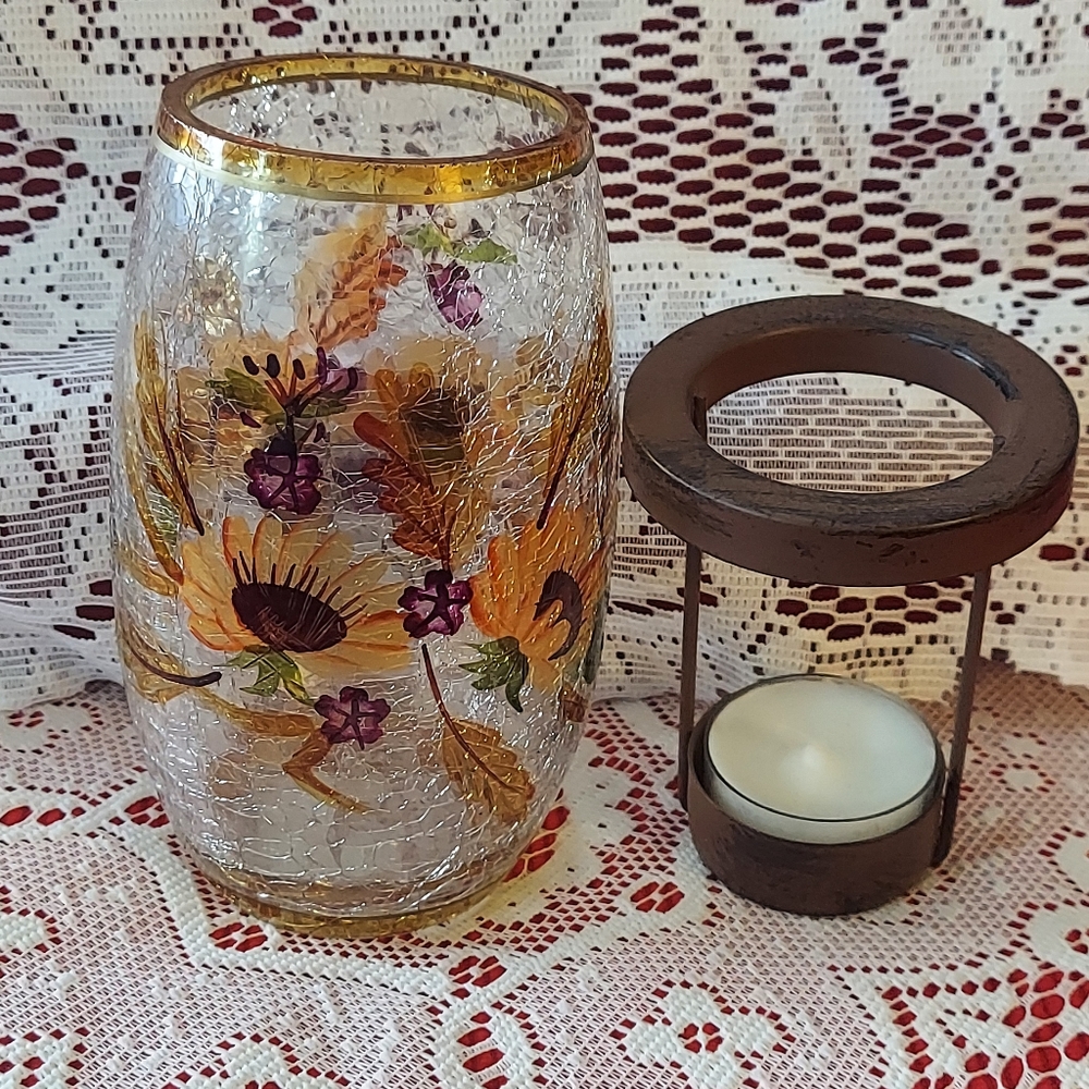 Crackle Glass Tealight Holder - Picture 5 of 5